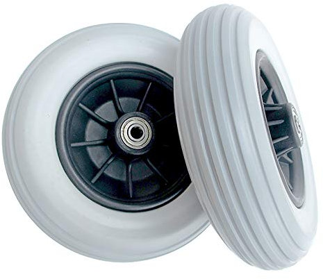 1 Paar Rollstuhlräder Vordere kleine Räder Verschleißfester Vollreifen 20 cm (8 Zoll),Für den Ersatz von Rollstuhl Gehhilfe Grau