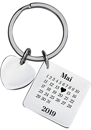 Personalisierter Schlüsselanhänger mit Gravur | Anhänger mit Herz | Valentinstagsgeschenk für ihn und sie | Besondere Valentinstagsgeschenke | Kleinigkeit Jahrestag Geburtstag | Schönster Tag 25x25mm