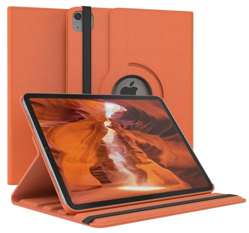 EAZY CASE - Étui pour Tablette iPad Air 4 / Air 5 10,9 Housse de Protection Smart Cover Support Rotatif Pochette Pliante 360° pivotante avec Fonction Stand Cuir synthétique Orange