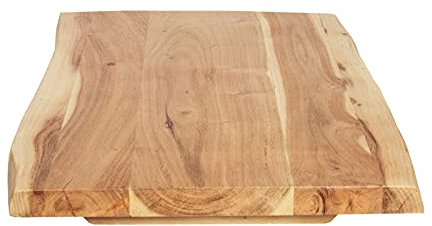 SAM Tischplatte 60x40 cm Curtis, Holzplatte Akazienholz massiv + naturfarben + lackiert, Baumkanten-Platte für Heimwerker, Arbeitsplatten, Tische & Fensterbretter
