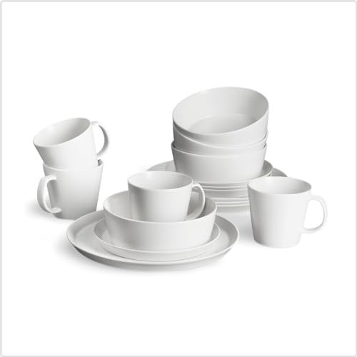 SPRINGLANE Geschirrset 16-tlg. Sweet Scandi, Weißes Geschirrservice für 4 Personen aus New Bone Keramik, skandinavisches Design, matt