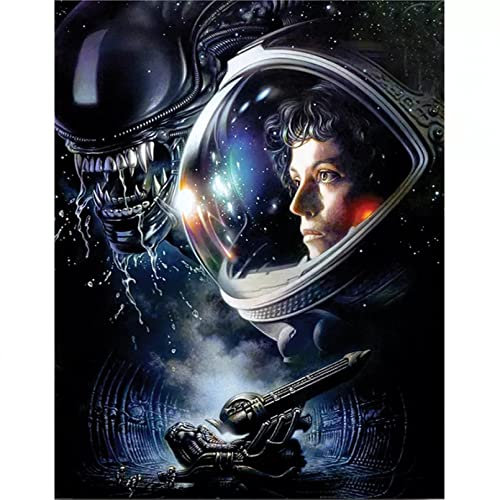 USCMN Diy Diamond Painting Alien Movie Poster Kreuzstich Volle Quadratische Diamant Mosaik Stickerei Wohnkultur-12x16in(30x40cm)