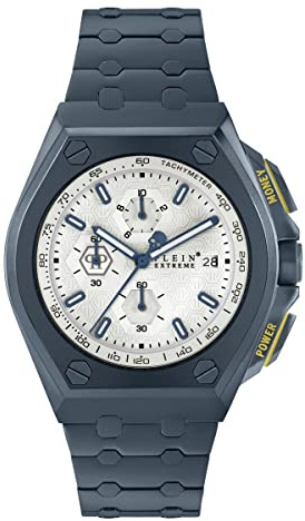 Philipp Plein Plein Extreme Uhr für Herren mit Zirkonia in der Farbe Blau mit Armband aus Edelstahl, Wasserdichtigkeit: 5 bar, Gehäusedurchmesser: 41 mm, PWGAA0721