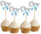 Bymivofun 24 Stück Glitter One Cupcake Topper, Cupcake Dekorationen zum 1. Geburtstag, für Jubiläum, Geburtstag, Kinderparty Dekorationen (Silber)