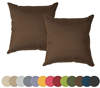 chilly pilley® Kissen Wasserfest Gartenstuhl Dekokissen Indoor Outdoor Gartenkissen Lounge Dekoratives Sitzkissen Rückenkissen viele Farben (braun 2 er Set 40x40)