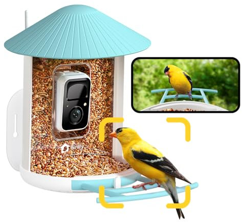 NETVUE Birdfy- Smart Bird Feeder Camera, Bird Watching Camera Auto Capture Bird Videos, Notify When Birds Detected, Identify Bird Species, WiFi Bird Box Camera Wireless (Blue)