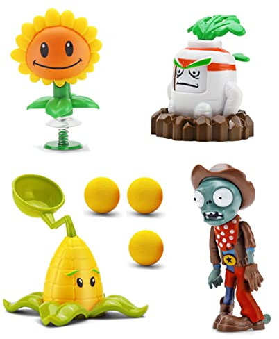 4 PCS Plants VS Zombies Toys Action Figures PVZ Toys Sets 1 2 Series Great Gifts for Kids and Fans, Birthday and Christmas Party New