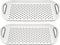 HOMESHOPA Anti-Slip Plastic Serving Tray, 2 Pack Grey Rectangular Non-Slip Top & Bottom, Strong Grip Rubber Surface, Kitchen Tray for Food Serving, Easy Grip Handles, Sturdy Dinner/Drinks Breakfast
