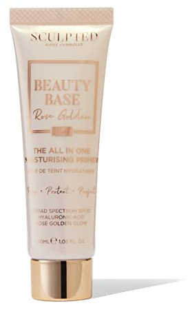 Sculpted by Aimee Beauty Base Mini 3-in-1 Primer, Rose Golden, 30ml | Travel-Friendly Moisturising Primer with SPF, Prep Protect & Perfect your Skin