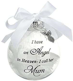 Weihnachten Gedenkkugeln Ornamente Feder Ball Ich habe einen Engel im Himmel mit kleinem Engel Weihnachtskugel Ornament Mama Papa hängende Dekoration