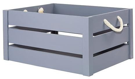 Strong Rope Handle Wooden Crates Storage Box Wooden Shelves Large Storage Box Christmas Eve Box (Grey, Extra Large)