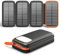 CONXWAN Solar Charger Power Bank: 27000mAh Portable Outdoor Solar Battery Charger with 3 USB Outputs USB C External Backup Battery Pack with 4 Foldable Panels Compatible with Smart Phone Tablet
