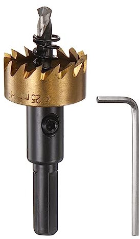 sourcing map Hole Saw 25mm (63/64) M35 HSS (High Speed Steel) Titanium Coated Drill Bit Cutter Opener for Stainless Steel Aluminum Alloy Metal Wood Plastic