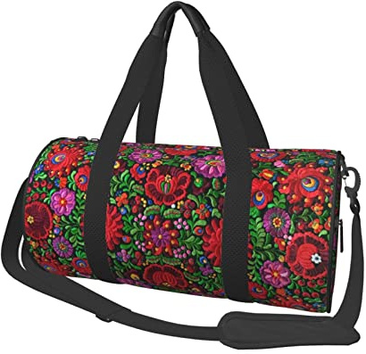 Ungarische Folk-Stickerei, Blumen-Reise-Seesack, große Sport-Sporttasche, multifunktionale Übernachtungstasche für Männer und Frauen