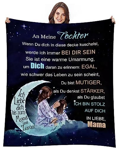 AEPOYU Kuscheldecke Flauschige Personalisierte An Meine Tochter Briefdecke von Mama, Flanelldecke Geschenke Positive Ermutigung und Liebe Tochter, Decke GeschenkeAn Meine Tochter 150 x 200 cm