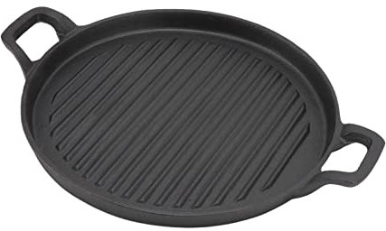 Plancha de Hierro Fundido Sin Revestimiento Antiadherente Estriado Redondo Castirongriddle Sartén para Asar Sartén Castironfryingsartén Sobrepeso Dualhandleribbed Cooker Pancake Circle Dual Handle
