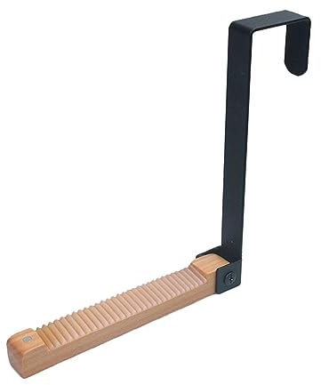 predolo Klappbarer Türhaken aus Metall, Holz-Türhaken, stabil mit -Streifen, tragbare Türgarderobe, Türaufhänger für Mütze, Handtücher, Kleidung, Schwarz