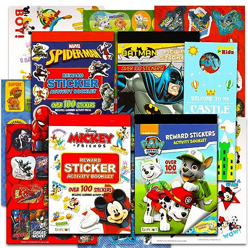 Bulk Töpfchentraining-Aufkleber für Jungen – Bündel mit über 400 Belohnungsaufklebern für Kleinkinder mit Spiderman, Batman, Mickey Maus, Paw Patrol | Jungen-Aufkleber, Partygeschenke