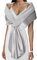 Atigy Damen Satin Stola Festlich Elegante Hochzeit Schals Stola für Abendkleider Brautkleider (S, Silber)