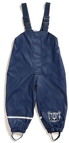 Regenhose für Kinder | mit Fleece gefüttert | Öko-Tex | Winddicht | wasserdicht | elastische Schulterträger | Kinder Matschhose Buddelhose für Jungen und Mädchen