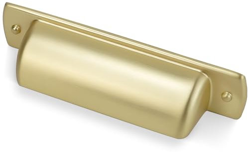 COTYKILEY 10 Pack 3 Inch(76mm) Brushed Brass Cabinet Handles Gold Kitchen Cabinet Cup Pulls Cabinet Door Handles Kitchen Cabinet Hardware Cupboard Drawer Pulls Dresser Handles