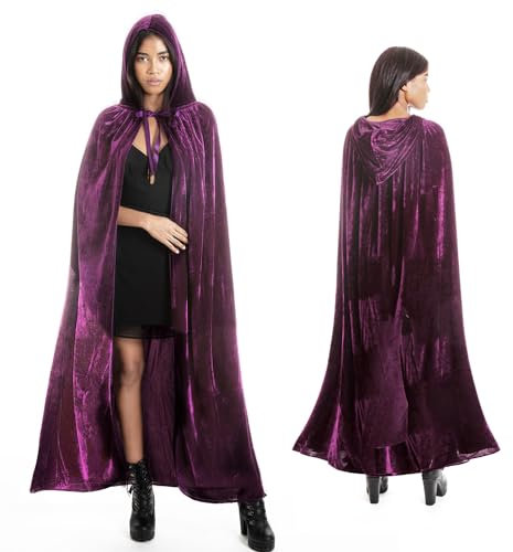 various Mantello lungo con cappuccio in velluto costume da vampiro Halloween mantello medievale costume per feste di carnevale e Halloween – mantello costume adulto unisex donna e uomo viola