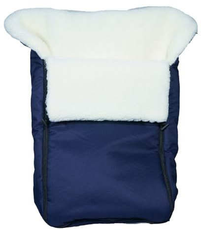 EICHHORN Kinderwagen Fellfußsack Universal mit hohem Rücken, rundum Reißverschluss und vorgenähten Gurtschlitzen (Marineblau)