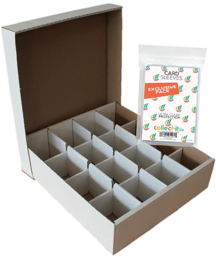 collect-it.de 4 Riesen Deck-Boxen - Aufbewahrung (weiß) 16 Fächer für TCGs (kompatibel mit Magic/Pokemon/Yugioh/Match Attax Karten) + 40 exklusive collect-it.de Hüllen
