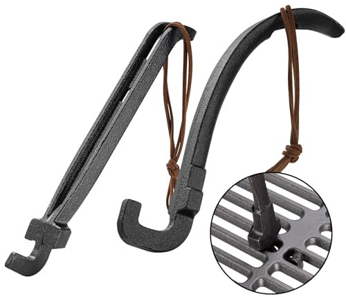 Juego de 2 elevadores de parrilla de hierro fundido, accesorios para barbacoa de hierro fundido y rejillas de acero inoxidable, elevador de parrilla de 20,3 cm, elevador de parrilla universal, para la