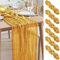 Asee'm 6PCS Tischläufer Käsetuch 300 x 90cm Gold Boho Transparente Läufer Tisch Hochzeit Gaze Stoff Rustikale Käse Tuch für Braut Dusche Party