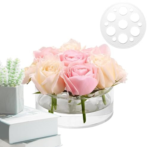 Arrovarp Acrylvasen für Tafelaufsätze,Acrylvasen für Blumen - Zylindrische Blumenvase aus Acryl mit Löchern | Klares Blumen-Mittelstück für den Esstisch, Acrylvase für Zuhause, Hochzeit,
