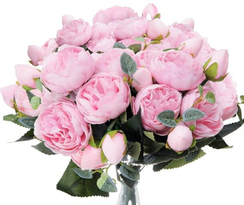 Jewlri 4 Stück Künstliche Blumen Pfingstrose Gefälschte Seidenblumen Faux Blumen Dekor für Hochzeit Blumenarrangements DIY Tafelaufsätze Party Zuhause Büro (4pcs - Light Pink)