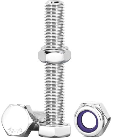 Drenky Boulon M8, 10 Pcs Boulons à Six Pans Avec écrous Assortiment M8 X 50mm Acier Inoxydable A2 V2A Vis Inox Et écrous Vis M8 Pour Meubles, Voitures, Vélos, Bateaux, Impression 3D
