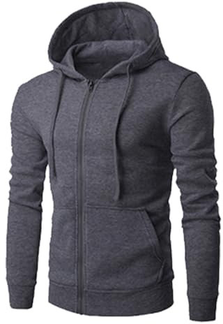 Hoodies for Men UK Full Zip Solid Colour Hoodies Drawstring Hooded Cardigan Long Sleeves Loose Casual Sports Sweatshrits Full Zip Loose Jacket Slant Pockets Coats Windproof Warm Tops Outdoor