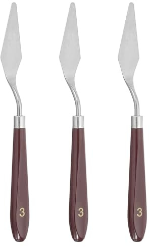 PATIKIL Art Spatula, 3 Pcs 24mm Stainless Steel Flexible Palette Knife Painting Knife Painting Spatula Oil Painting Mixing Scraper with Plastic Handle for Canvas Acrylic Painting, Red