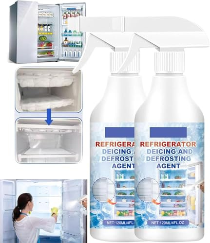 2 Pièces Spray de Dégivrage pour Réfrigérateur Congélateur, 120 Ml Spray de Dégivrage pour Réfrigérateur, élimine Efficacement Et Rapidement L'accumulation de Glace