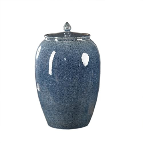 Ceramic Rice Container, Rice Cylinder With Lid, 25kg Grain Dispenser, Blue And White Porcelain Chinese Retro Ceramic Jar, Tea Storage Container, Home Coffee Beans Storage Box, Ceramic Snacks Bucket(A-