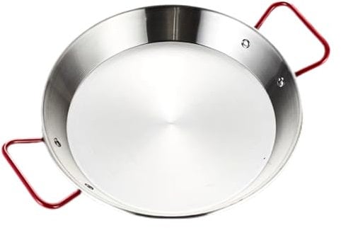 Stainless Steel Paella Pan with Red Handles (28 cm for 2-3 Person)