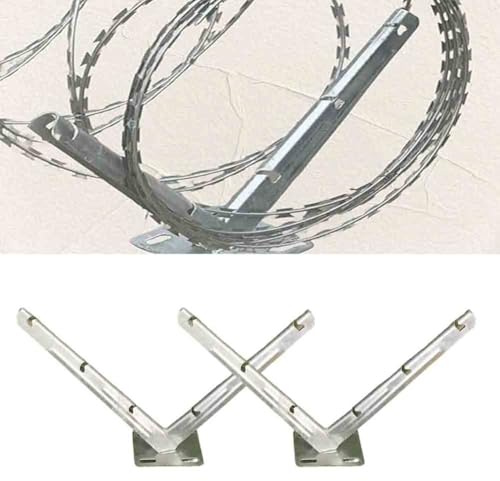 LXHELIVERY Razor Wire Bracket - Razor Barbed Wire Mounting Brackets -Hot-dip Galvanised V-Bracket, Barb Wire Extension Bracket-1 Pair(55x14x32 cm-3 Pair)