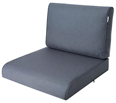 Bjird Sitzkissen 50x50 cm für Rattanmöbel – Sessel & Stühle – 2-teilig (Sitz + Rückenlehne) – Indoor & Outdoor – Wasserabweisend – Anti-Rutsch – Oeko-TEX - Marineblau