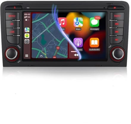 Radio de Coche inalámbrica Compatible con CarPlay y Android Auto para Audi A3 S3 RS3 2003-2012, con Pantalla táctil Am/FM/RDS/Bluetooth/USB