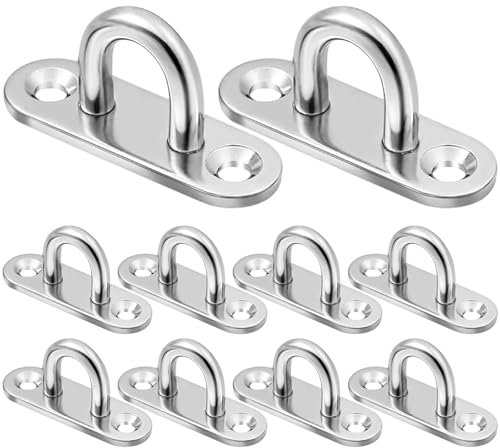 PUERHUACI 10 pezzi ponte in acciaio inox,gancio in acciaio inox,fissaggio a soffitto M6,piastra ad occhio in acciaio inossidabile con occhiello per altalena amaca