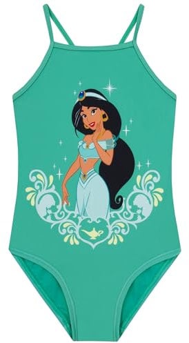 Disney Badeanzug Kinder Mädchen, Prinzessin Jasmine Schwimmanzug Mädchen, Aladdin Schwimmanzug Kinder, Grün 116