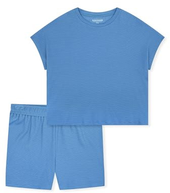 Schiesser Damen Schlafanzug kurz Feinripp Jacquard - Casual Feel