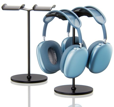 NQQNQQ Aluminum Dual Headphone Stand for Over-Ear Gaming Headsets – Heavy Base Holder Compatible with Beats, Bose, ATH, AKG. D-A (Black)
