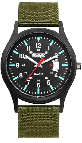 Avaner Uhren Herren Taktik Militäruhr: Nylonarmbanduhr 24 Stunden Anzeige Leuchtzeigern Outdoor Herrenuhr Analog Quarzuhr für Männer