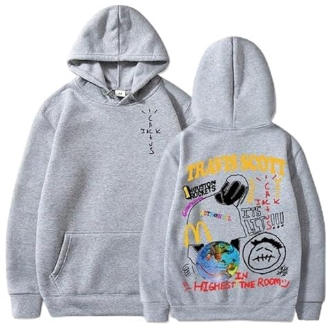 Travis Scott x Jack Sudaderas, felpa nera con cappuccio, alla moda, stile hip-hop, unisex, stampa MCDonalds Earth Pattern, abbigliamento casual per coppie, abbigliamento casual per giovani streetwear