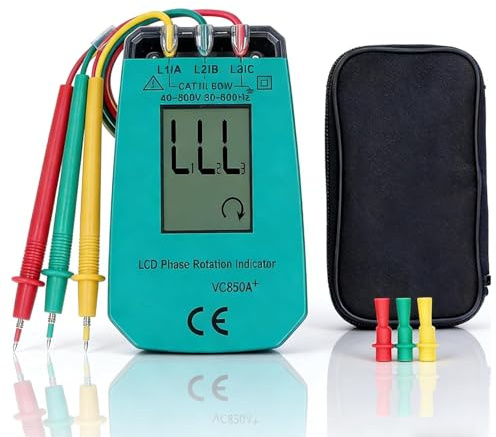 3-Phasen-Sequenzprüfer, LCD-Display 3Phasen Sequenzdetektor Drehzahlmesser Intelligente Prüfanzeige, Zur Fehlererkennung In Stromkreisen, CAT III 600V
