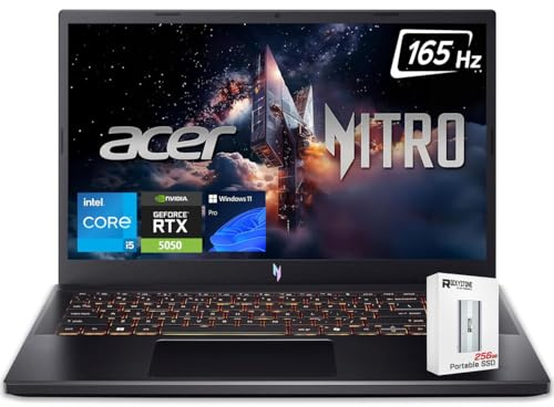 acer Nitro V 15 Gaming Laptop, 15.6 FHD 165Hz Display, 13th Intel 8-Core i5-13420H(>Intel i7-1260P), NVIDIA GeForce RTX 5050 8GB GDDR7 Graphics, Backlit KB, Win11 PRO, W/256GB PSD(16GB|1TB SSD)