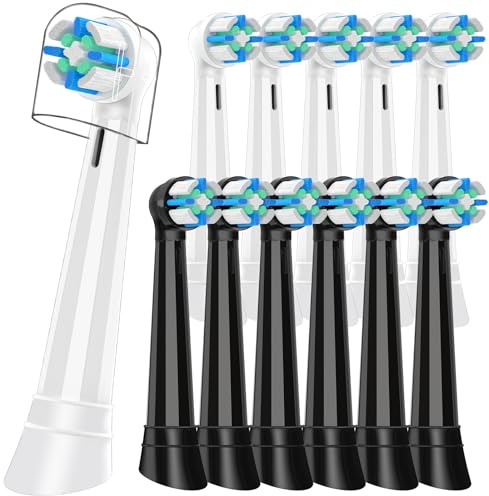 12er IO Aufsteckbürsten Kompatibel mit Oral B iO 2/3/4/5/6/7/8/9/10 Elektrische Zahnbürsten, IO Zahnbürste Aufsätze Kompatibel mit Oral B, Medium Borsten (Schwarz/Weiß)